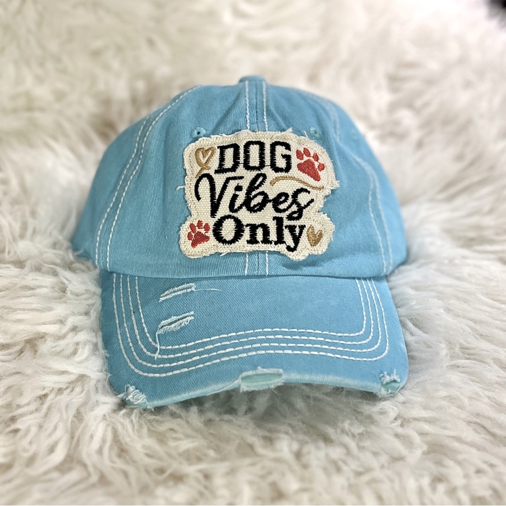 Dog Vibes Only Distressed Baseball Cap